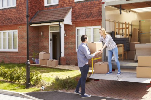 Professional packing materials and wrapped furniture for a South Kensington relocation