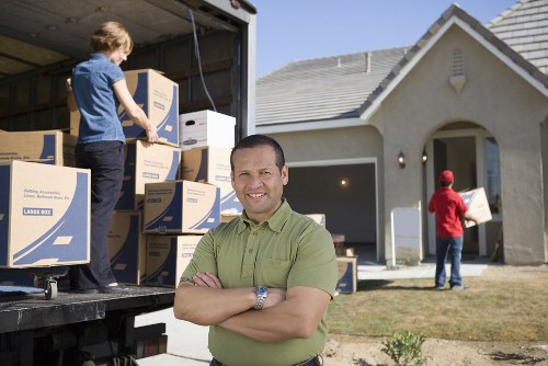 Packed moving boxes and protective materials for relocation