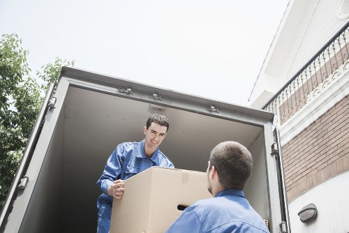 Professional van service helping with boxes and furniture