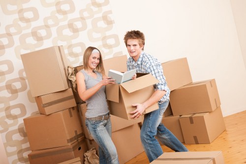 Professional movers handling student furniture and boxes in Southkensington