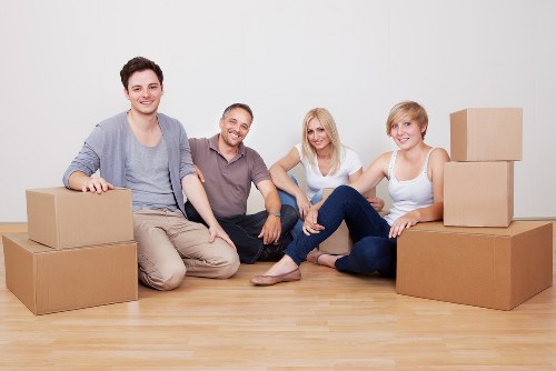 Packed boxes and furniture ready for moving day